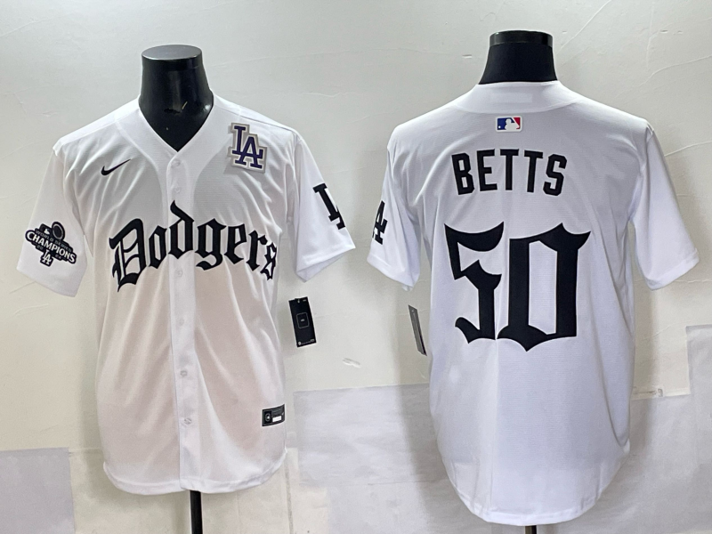 Men Los Angeles Dodgers #50 Betts white Nike 2025 MLB jersey 0012